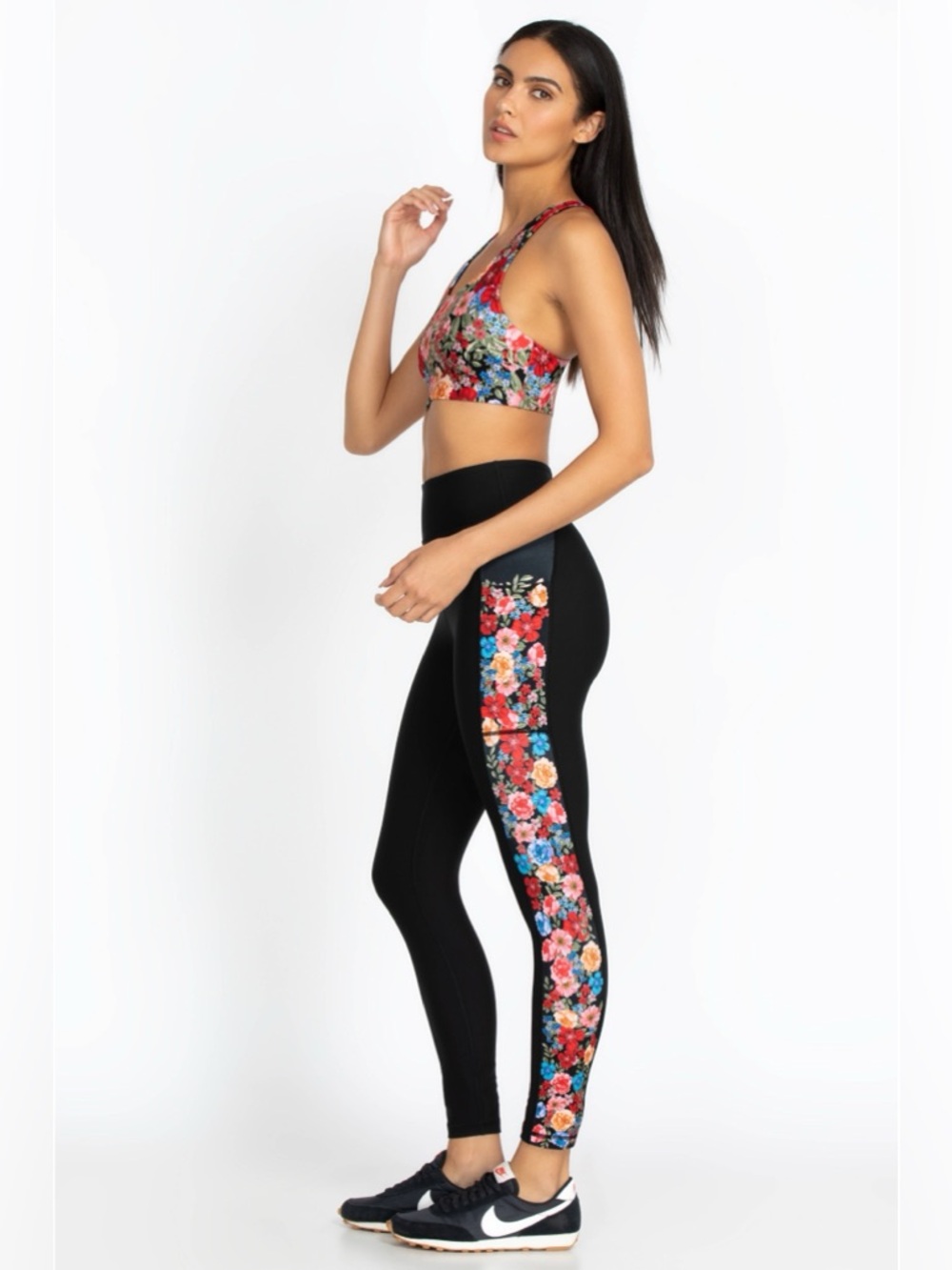 Johnny Was Bee Active Leggings With Pockets Black Rose Size L - Picture 3 of 14